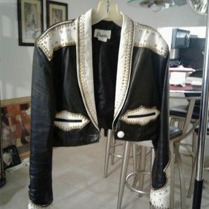 Rhinestone Genuine Leather Womens Jacket